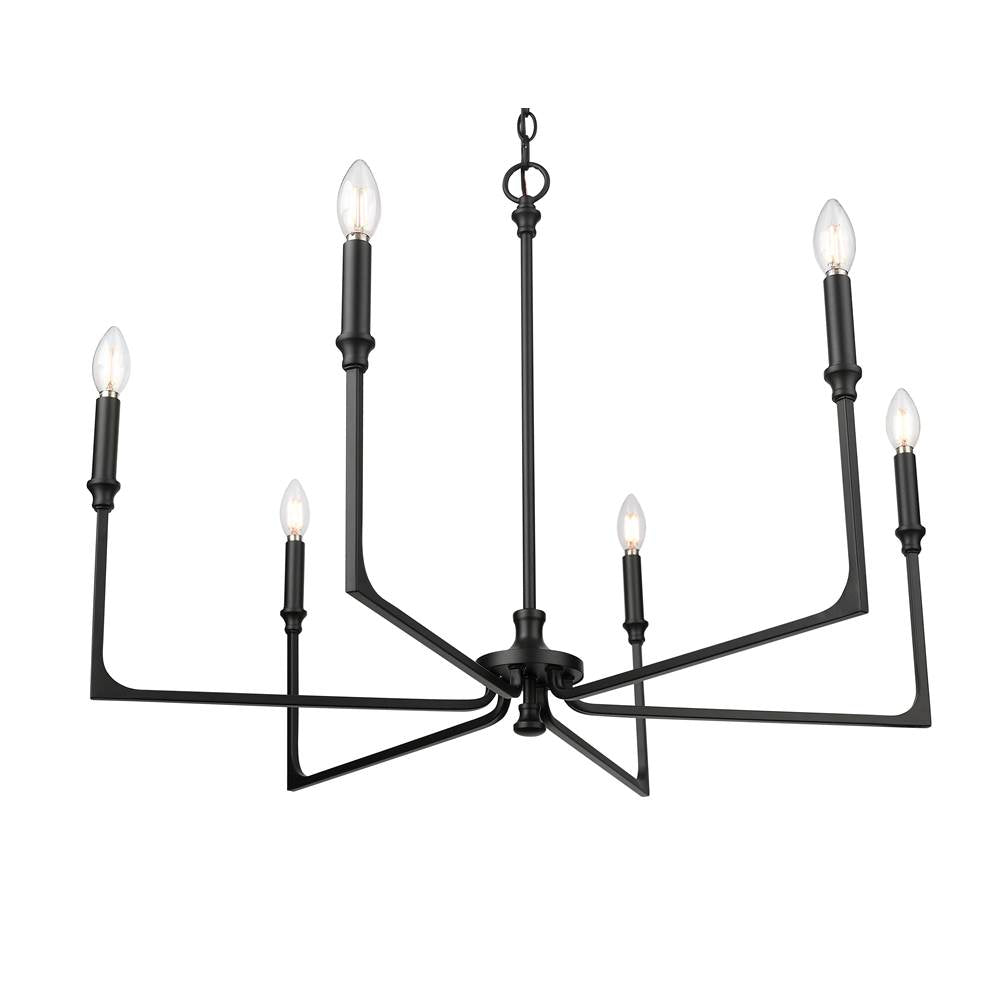 Millennium Lighting 25306-MB Matte Black Azara 32'' Wide 6-light Chandelier - Matte Black Image 6