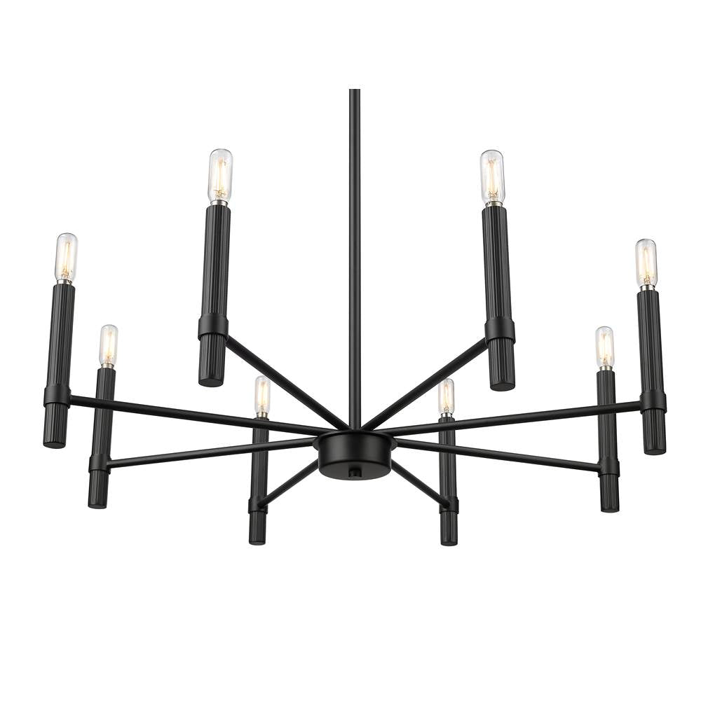 Millennium Lighting 25708-MB Matte Black Skyva 30.25'' Wide 8-light Chandelier - Matte Black Image 6