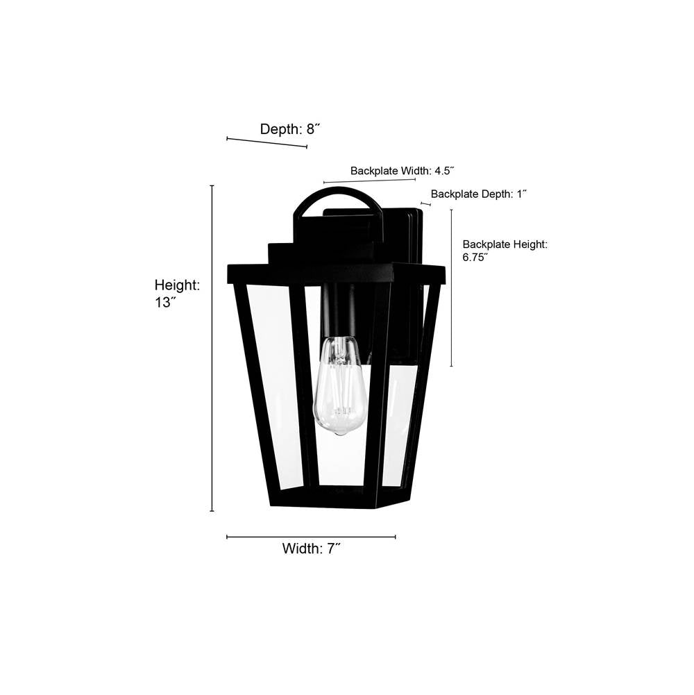 Millennium Lighting 68101-PBK Powder Coated Black Brenwick 13'' High 1-light Outdoor Lantern Image 2