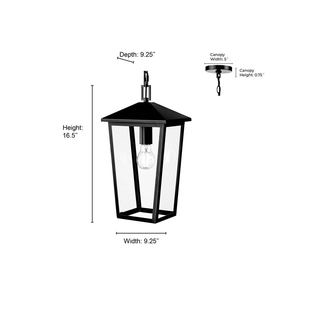Millennium Lighting 198201-PBK Powder Coated Black Munger 9.25'' Wide 1-light Outdoor Hanging Pendant - Powder Coated Black Image 2