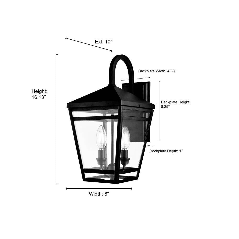 Millennium Lighting 82102-TBK Textured Black Outdoor Wall Sconce Image 2