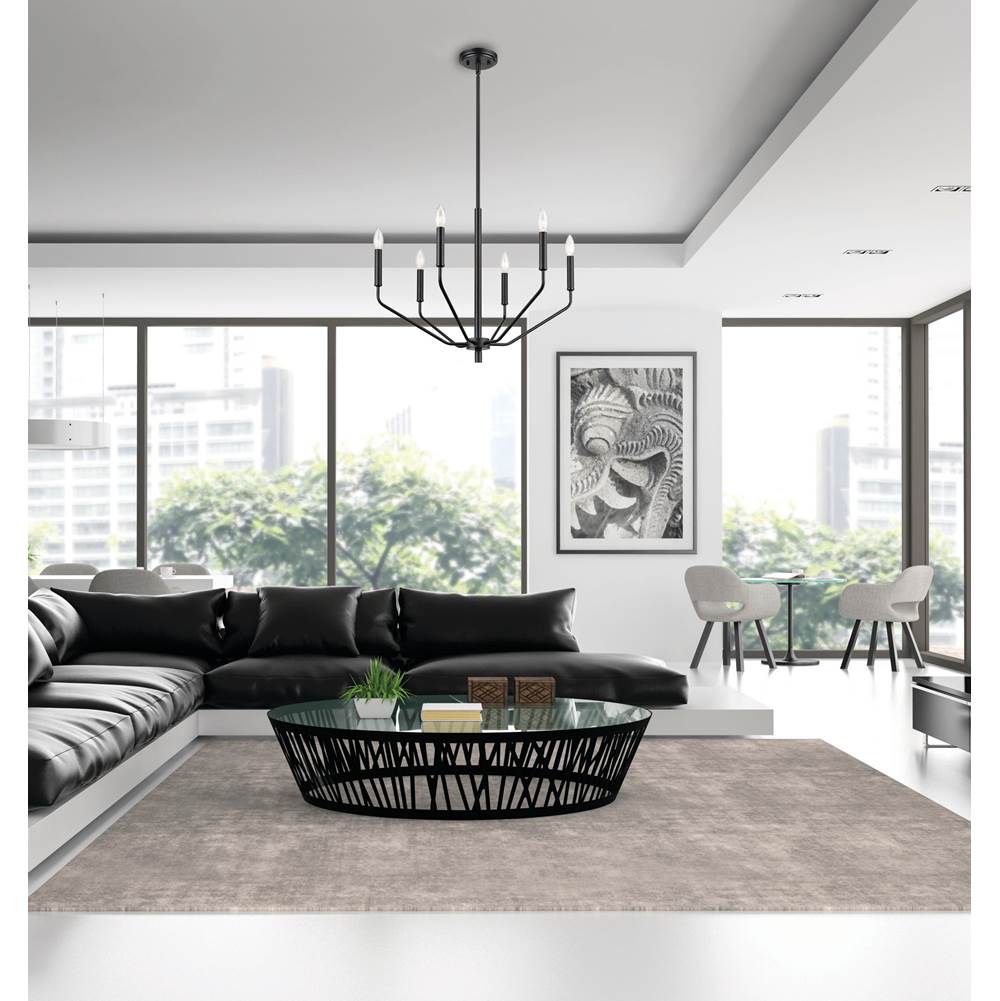 Millennium Lighting 8166-MB Matte Black 6 Light Chandelier Image 3