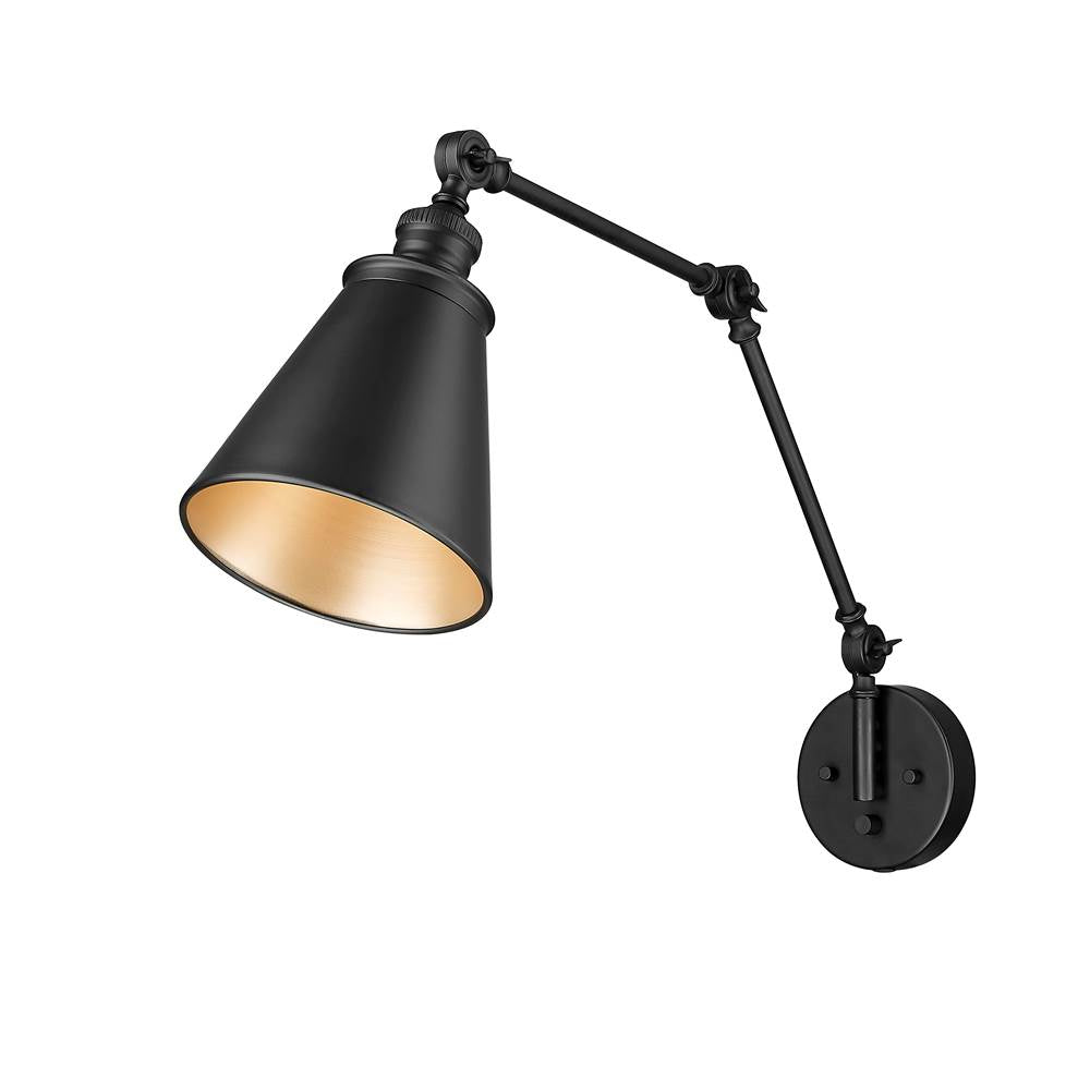 Millennium Lighting 10001-MB Matte Black Swing Arm Sconce Light Image 3