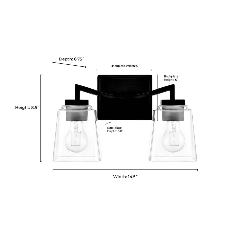 Millennium Lighting 24002-MB Matte Black Avenna 14.5'' Wide 2-light Vanity - Matte Black Image 3
