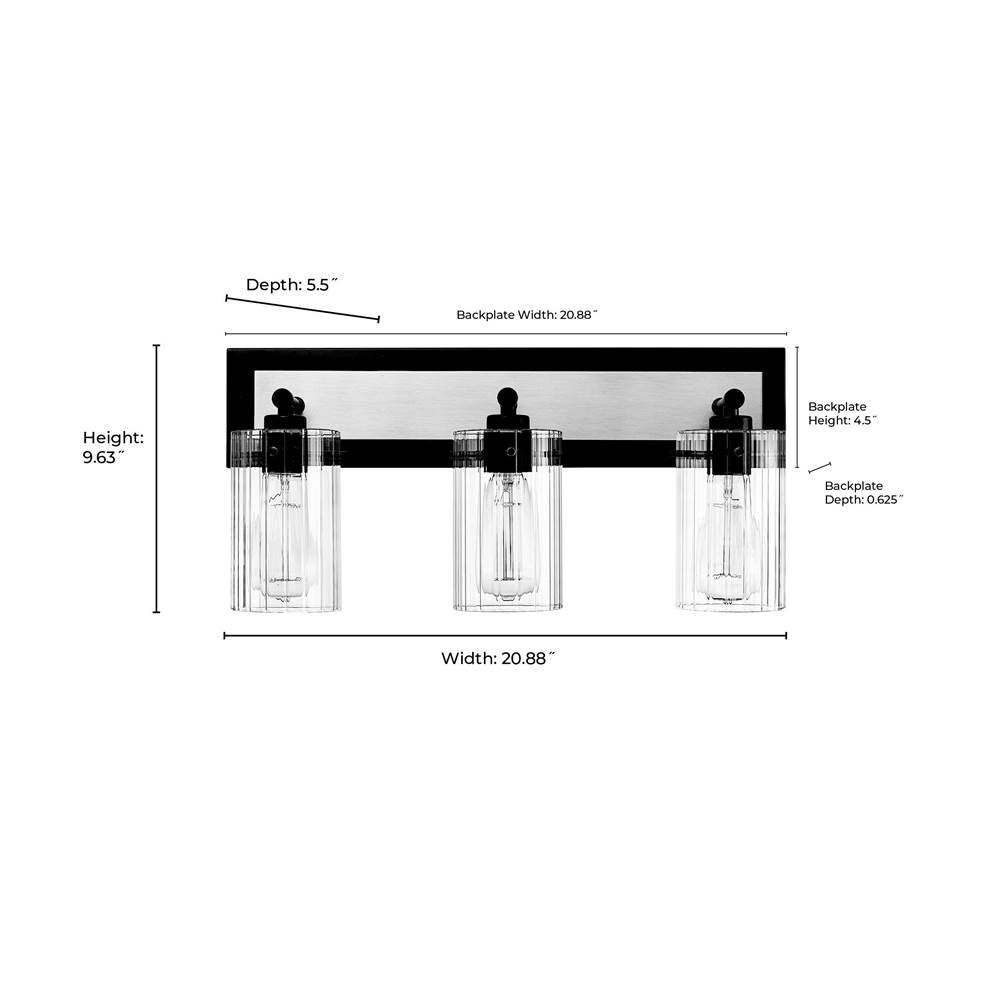 Millennium Lighting 25003-MB/VB Matte Black,Vintage Brass Vanity Image 3