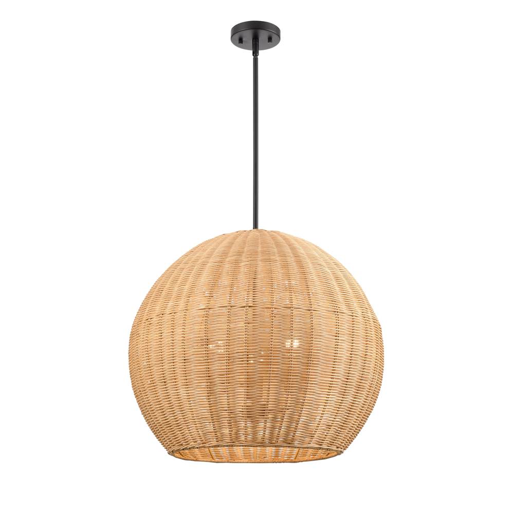 Millennium Lighting 9025-NAT Matte Black Elise 22'' Wide 3-light Pendant - Matte Black Image 1