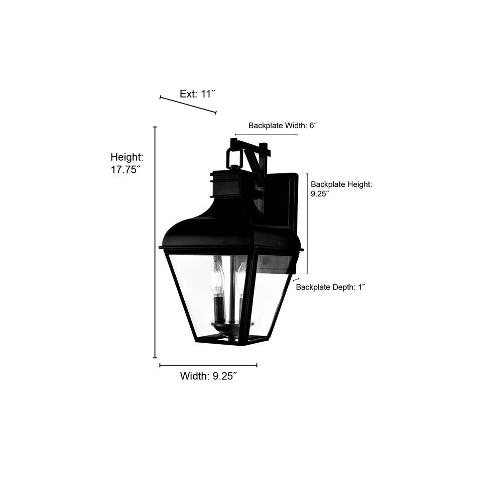 Millennium Lighting 43102-MB Matte Black Edenton 17.75'' High 2-light Outdoor Wall Sconce - Matte Black Image 2