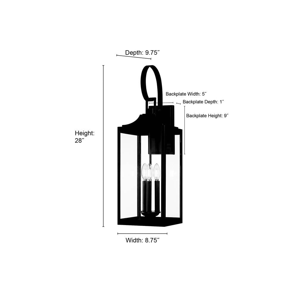 Millennium Lighting 402203-PBK Powder Coated Black Halston 28'' High 3-light Outdoor Lantern Image 2