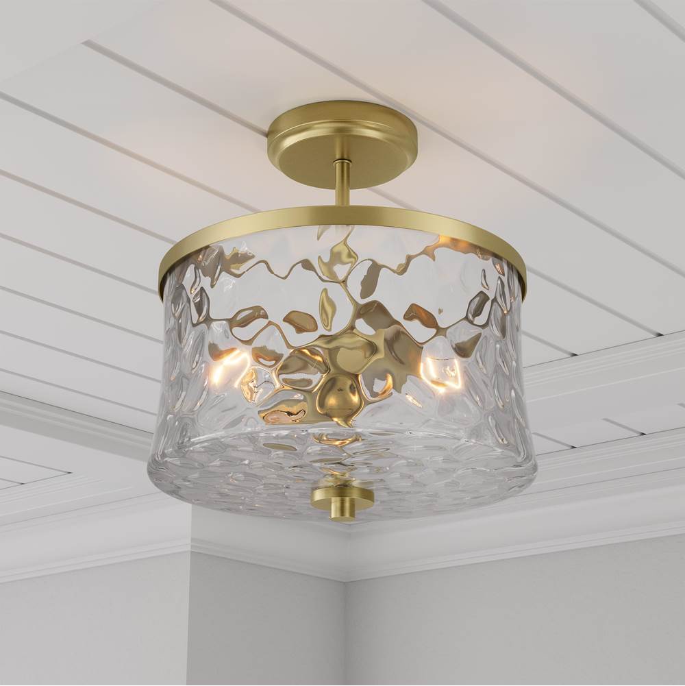 Millennium Lighting 909201-VB Vintage Brass Clarvyn 12'' Wide 2-light Semi-flush Mount Image 4