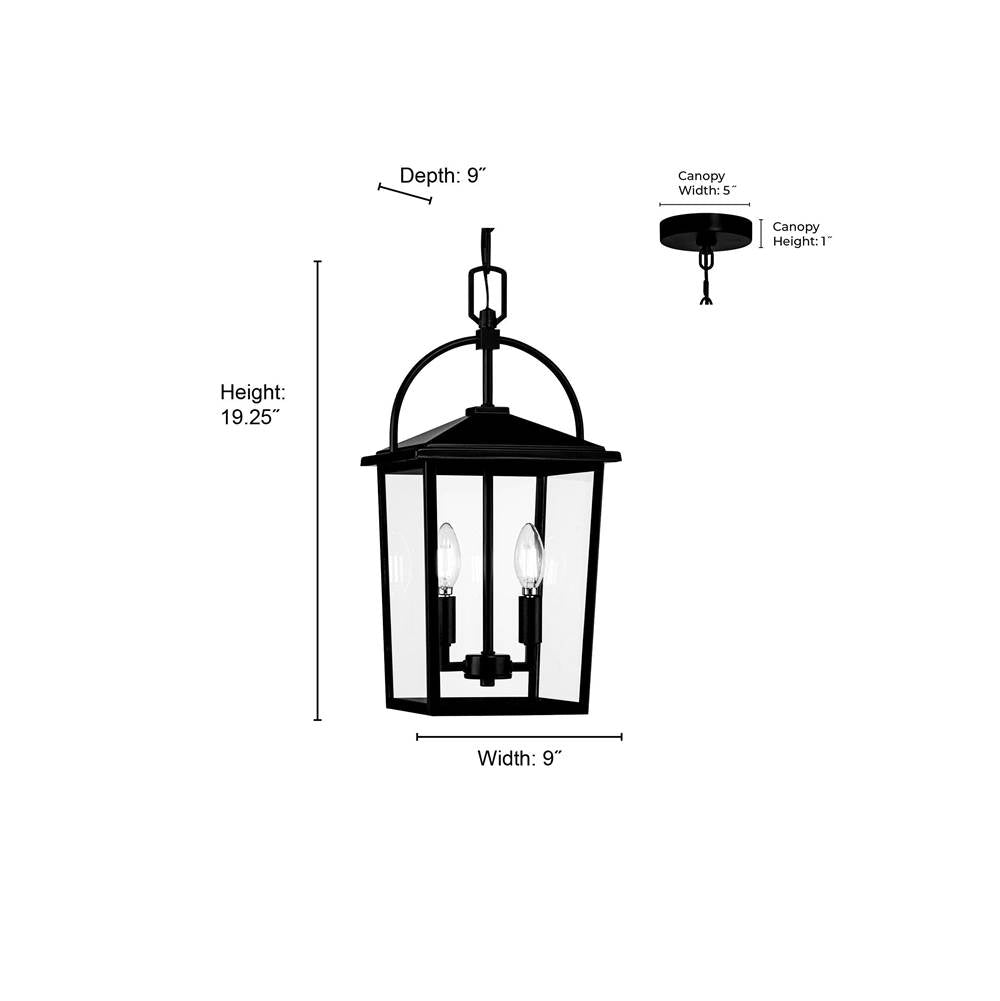 Millennium Lighting 66402-PBK Powder Coated Black Strathden 9'' Wide 2-light Outdoor Hanging Lantern Image 2