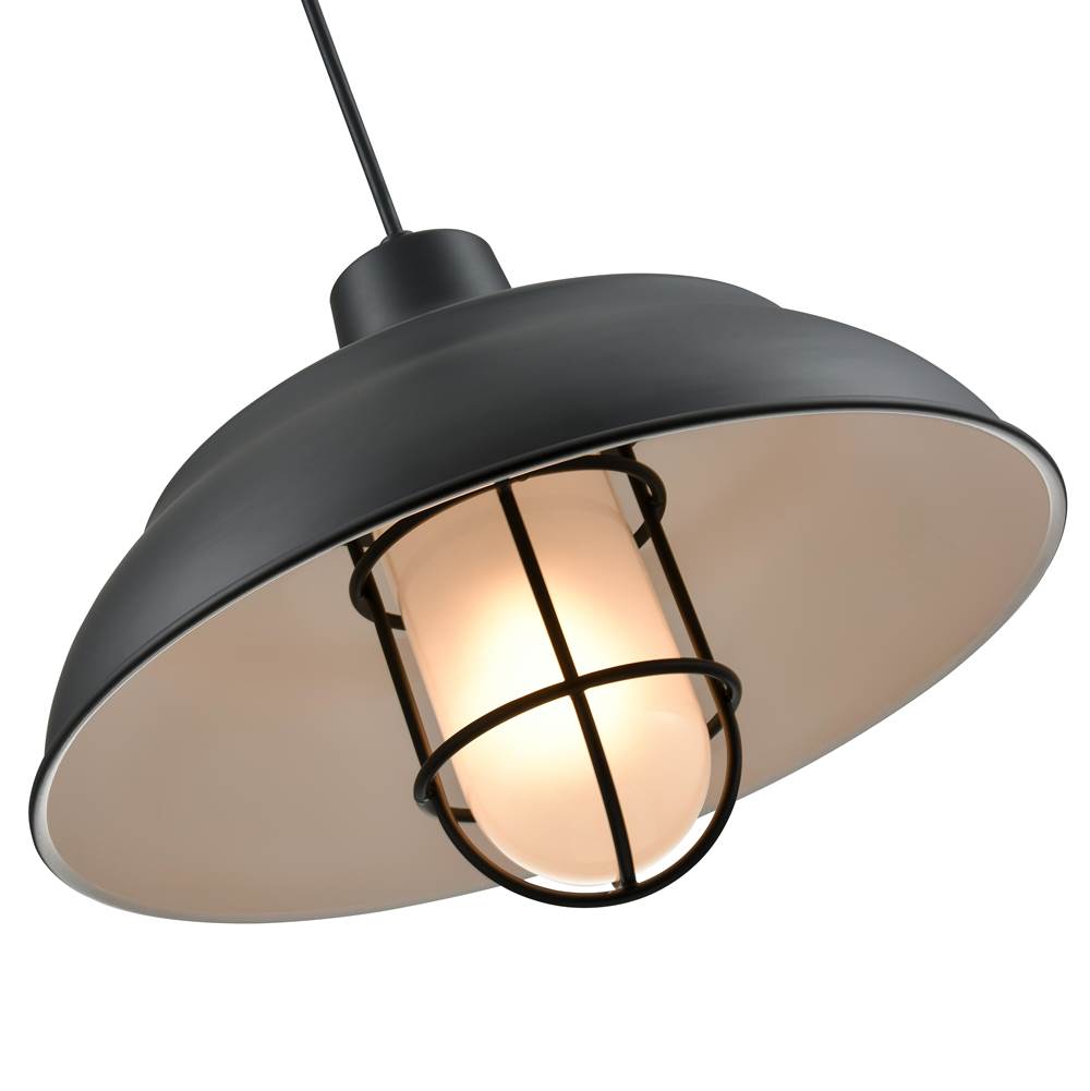 Millennium Lighting RWHCGC17-SB Satin Black R-series 17'' Wide 1-light Indoor/outdoor Warehouse Cord Hung Shade - Satin Black Image 3