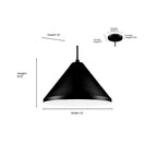 Millennium Lighting RWCC13-SB Satin Black Cord Hung Wide Cone Image 3