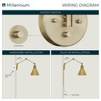 Millennium Lighting 10001-MG Modern Gold Swing Arm Sconce Light Image 5
