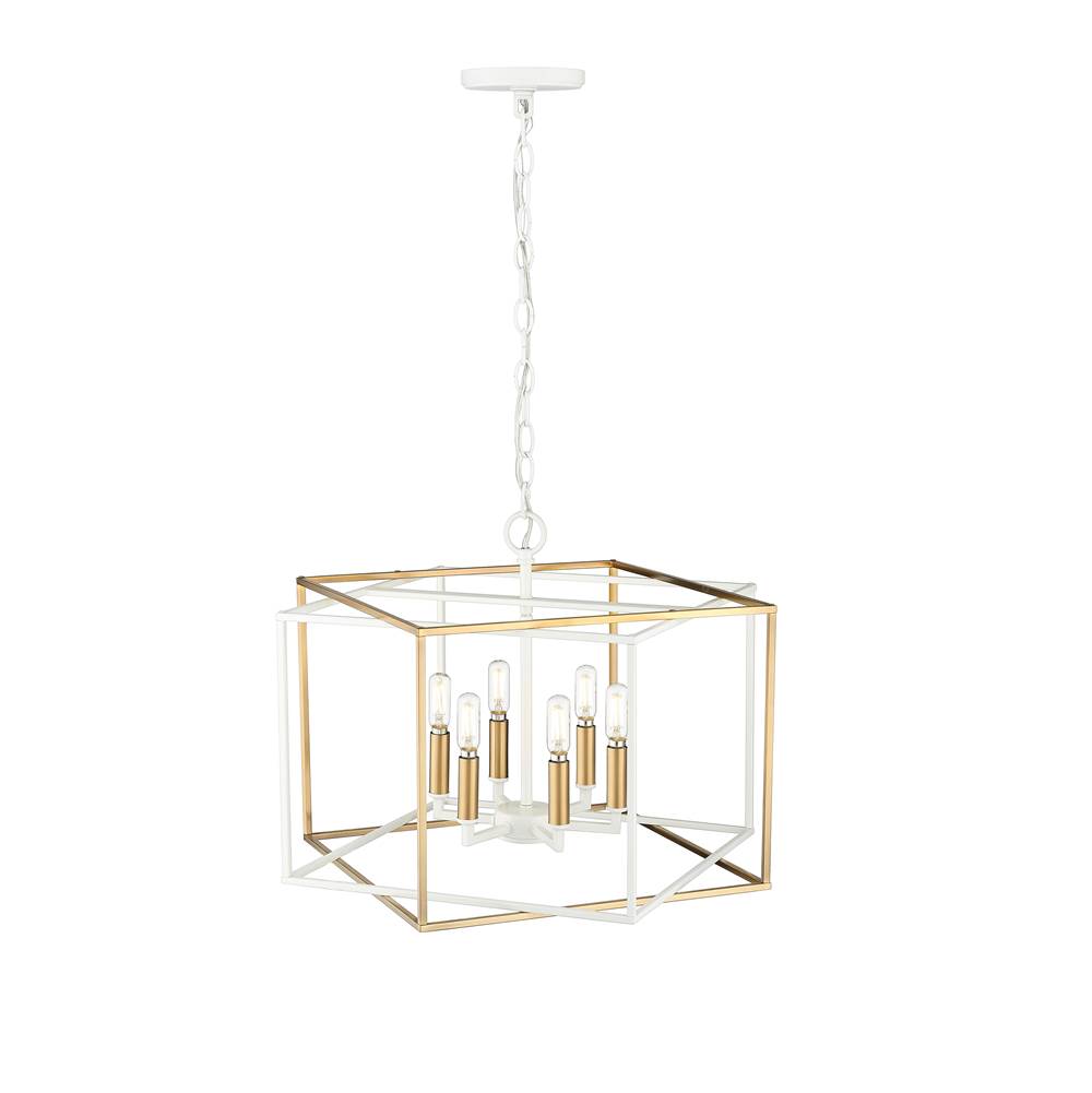 Millennium Lighting 22609-MW/VB Matte White,Vintage Brass Pendant Light Image 4