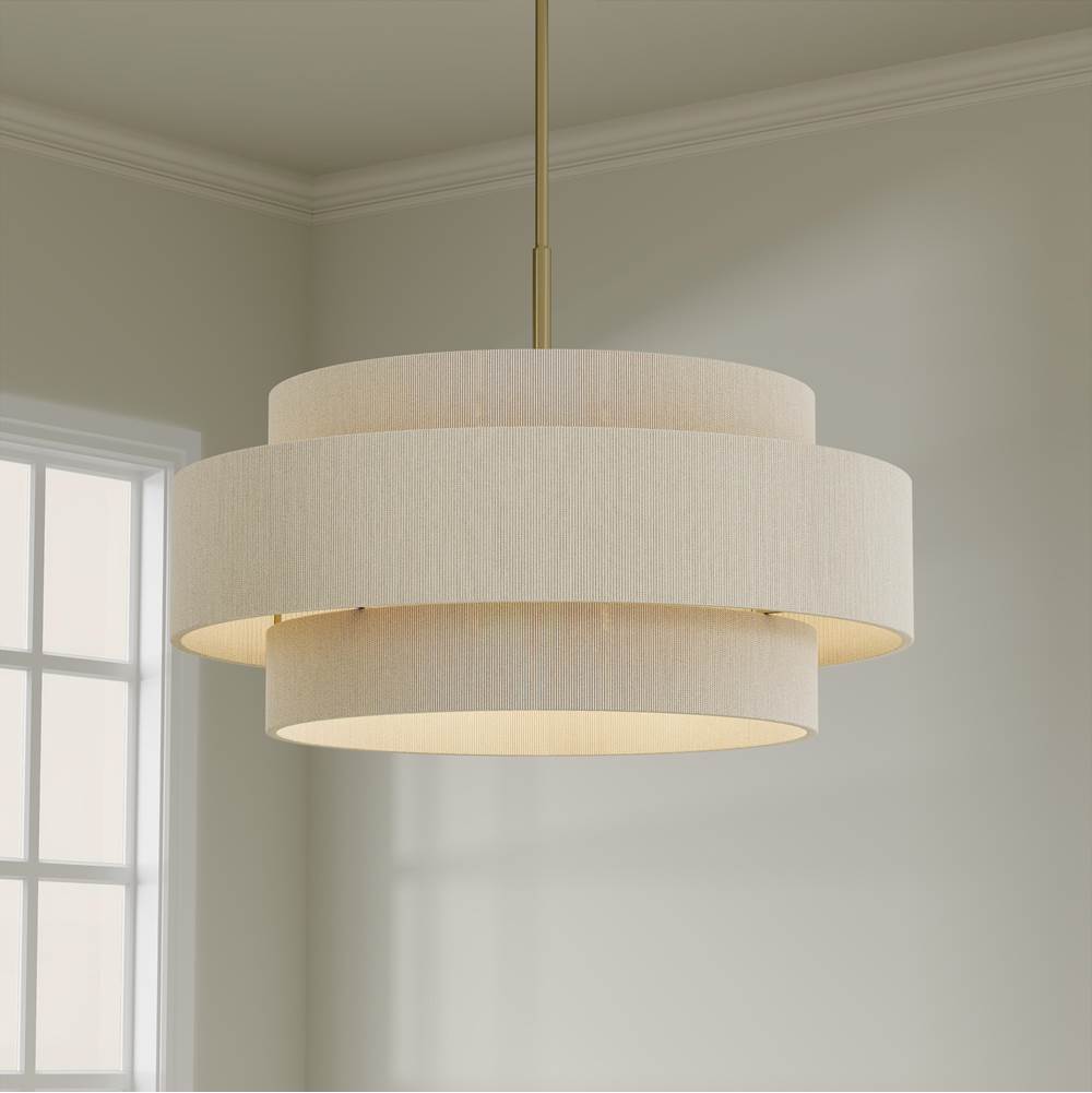 Millennium Lighting 208106-VB Vintage Brass Helbert 30'' Wide 6-light Pendant Image 4