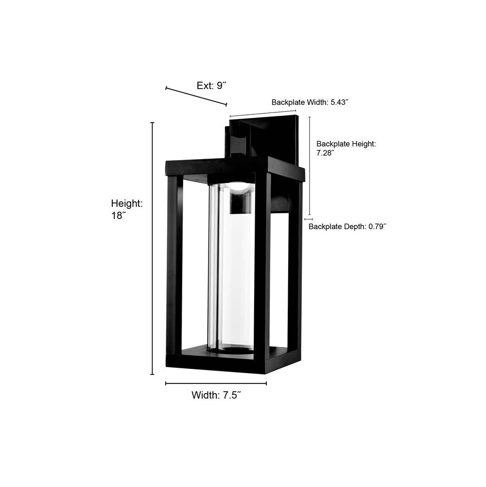 Millennium Lighting 89103-PBK Powder Coated Black Led Outdoor Wall Sconce Image 2