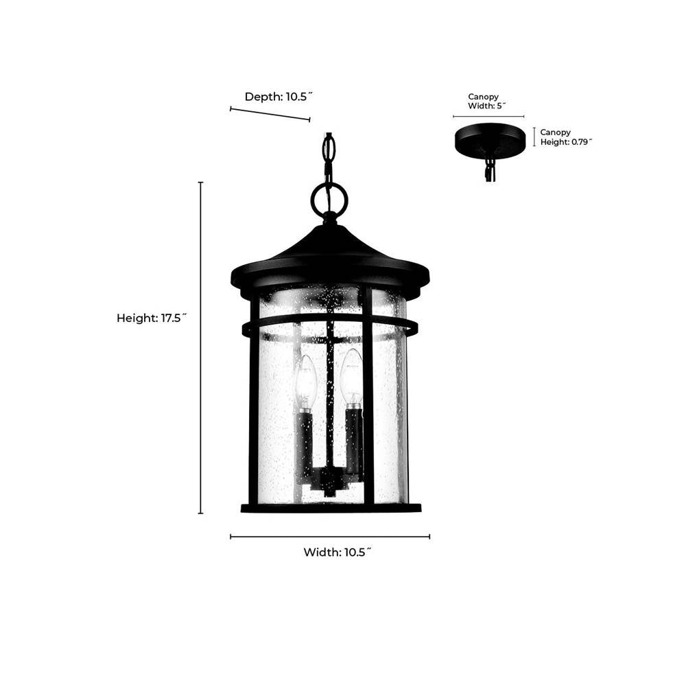 Millennium Lighting 91342-TBK Textured Black Outdoor Hanging Lantern Image 2