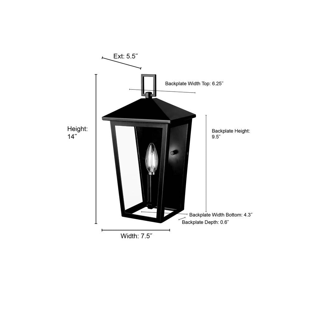 Millennium Lighting 198101-PBK Powder Coated Black Munger 14'' High 1-light Outdoor Wall Sconce - Powder Coated Black Image 2