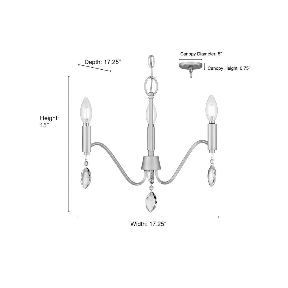 Millennium Lighting 205103-AGSI  Aureline 17.25'' Wide 3-light Chandelier Image 2
