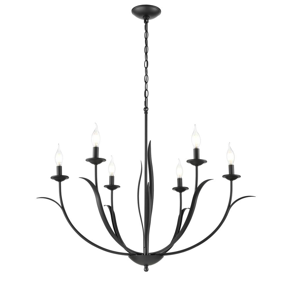 Millennium Lighting 44106-MB Matte Black Charlize 33.75'' Wide 6-light Chandelier - Matte Black Image 1