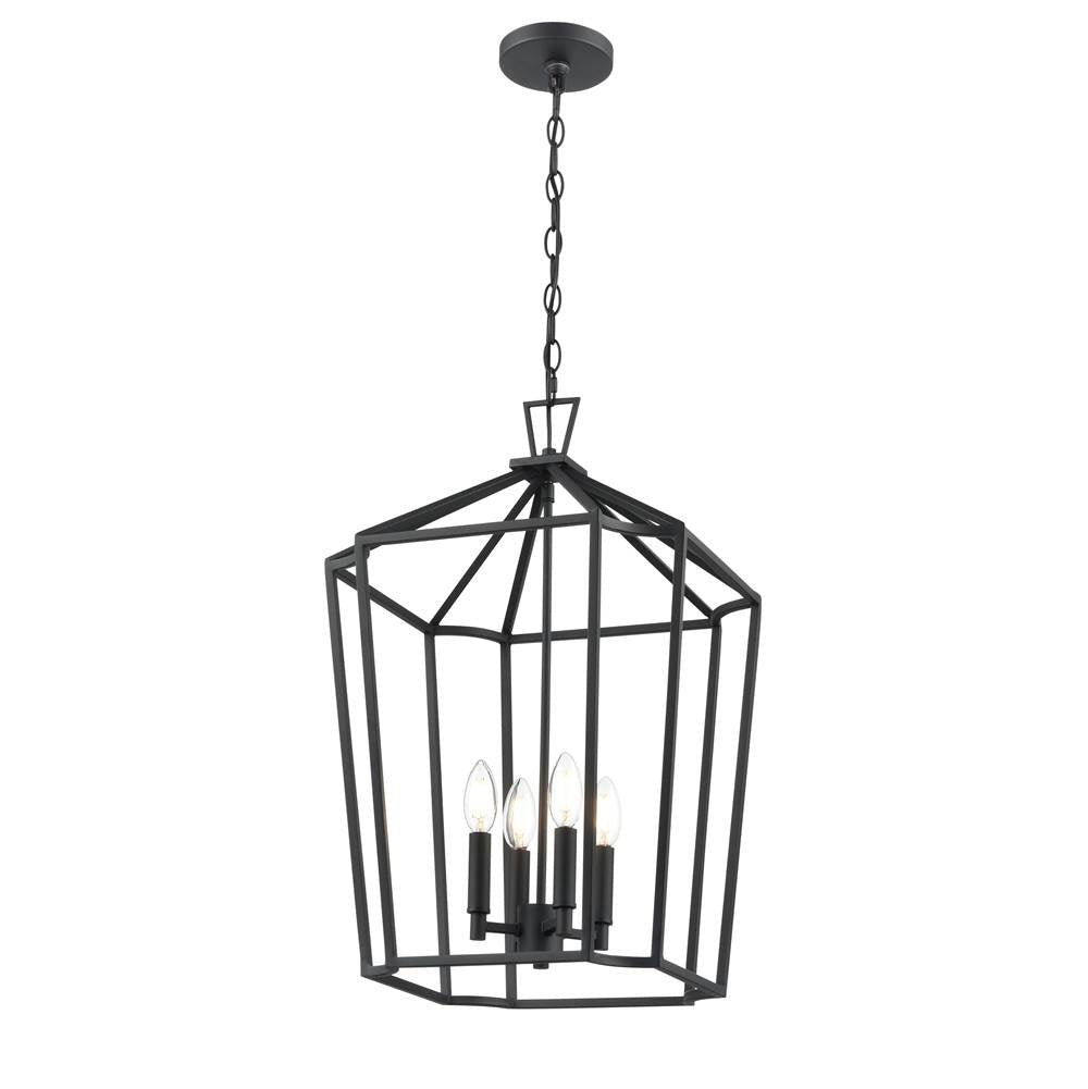 Millennium Lighting 91804-TBK Textured Black Hylena 15'' Wide 4-light Pendant - Textured Black Image 1