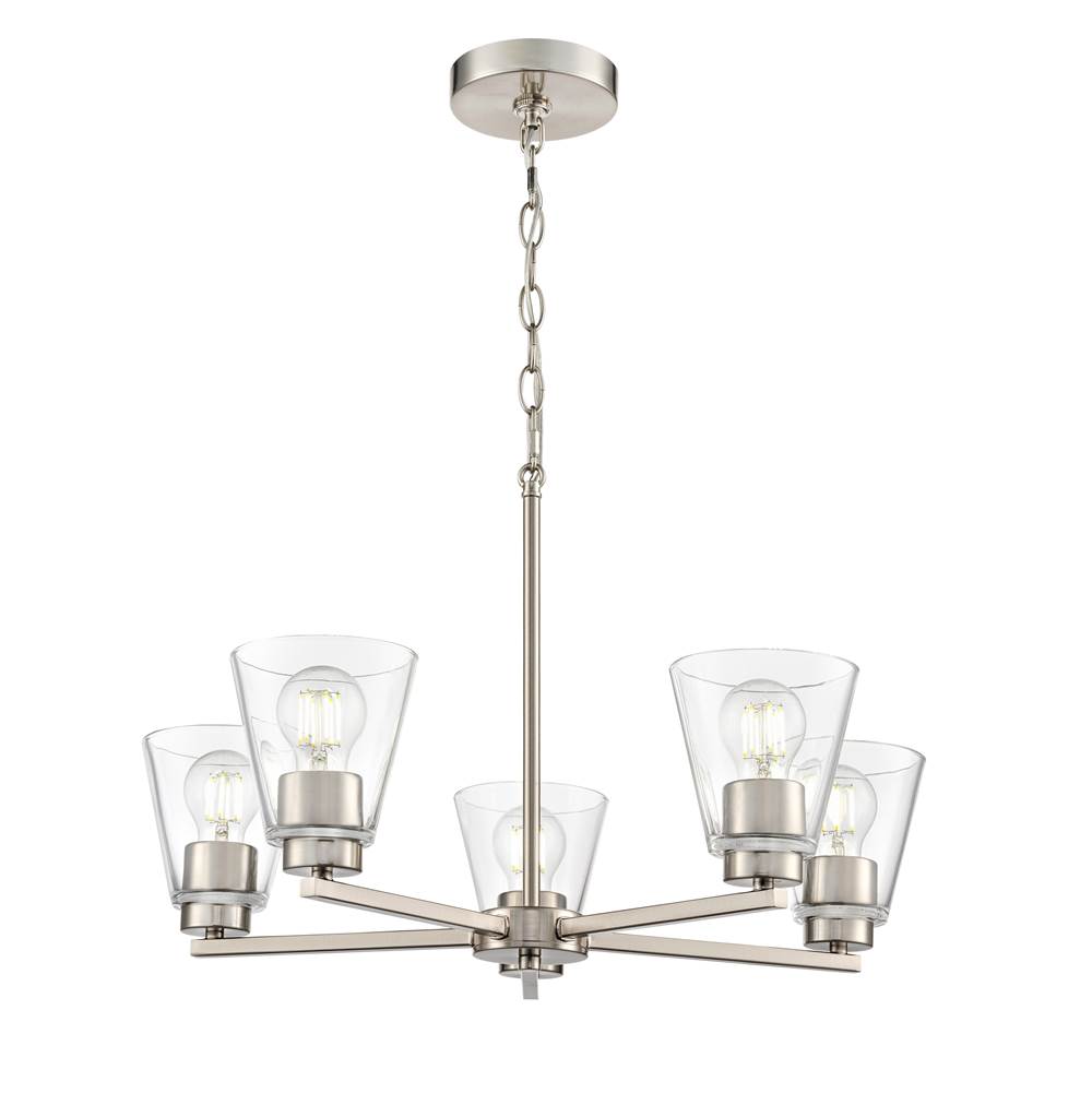 Millennium Lighting 64105-BN Brushed Nickel Strayhan 24'' 5-light Chandelier - Brushed Nickel Image 1
