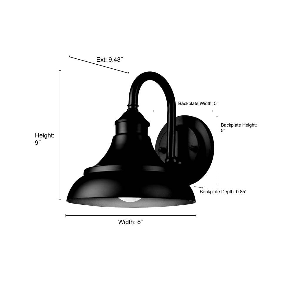 Millennium Lighting 87101-PBK Powder Coated Black Outdoor Wall Sconce Image 2