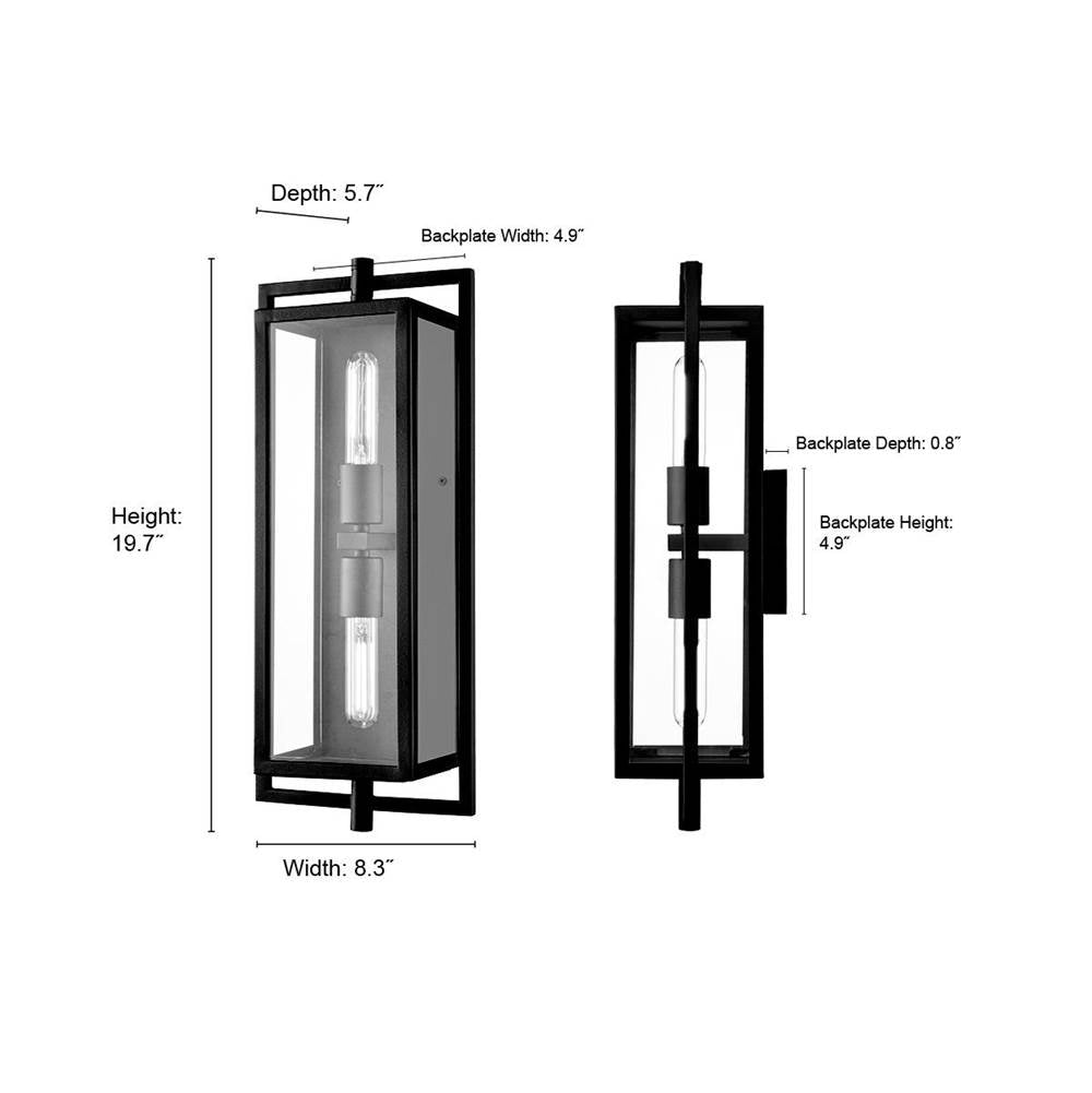 Millennium Lighting 250002-TBK Textured Black Outdoor Wall Sconce Image 2