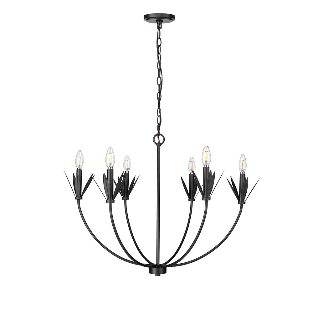 Millennium Lighting 12706-MB Matte Black Chandelier Ceiling Light Image 1