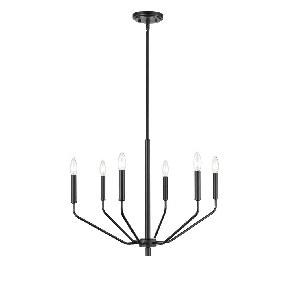 Millennium Lighting 8166-MB Matte Black 6 Light Chandelier Image 1