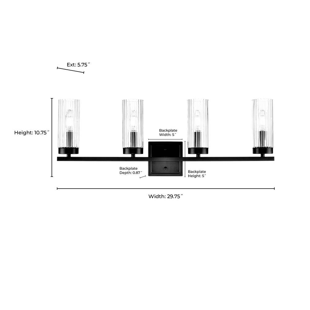 Millennium Lighting 46004-MB Matte Black Iversen 29.75'' Wide 4-light Vanity - Matte Black Image 3