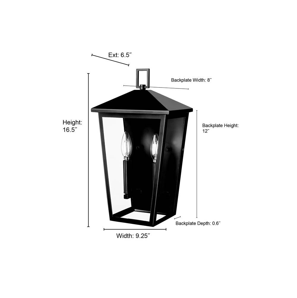 Millennium Lighting 198002-PBK Powder Coated Black Munger 16.5'' High 2-light Outdoor Wall Sconce - Powder Coated Black Image 2