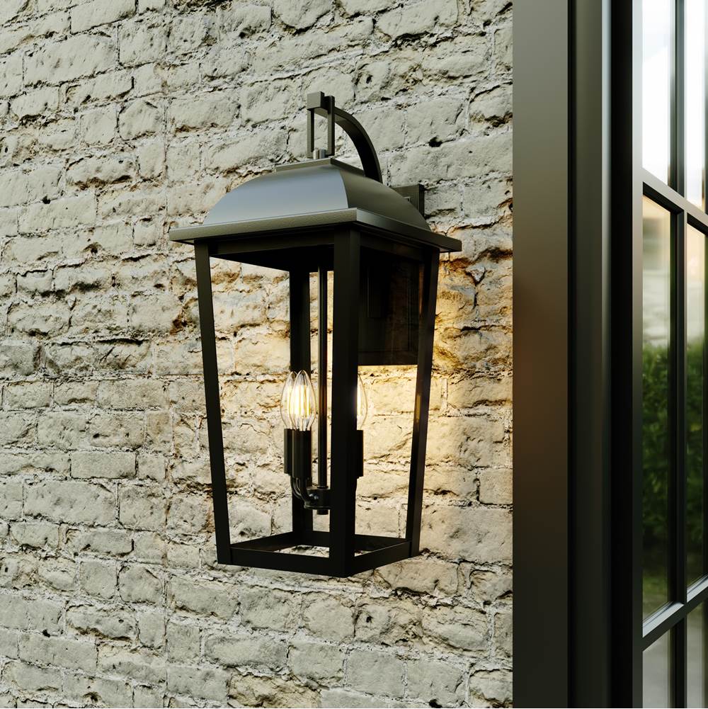 Millennium Lighting 6303-PBK Powder Coated Black Houston 24'' High 3-light Outdoor Wall Lantern - Powder Coated Black Image 3