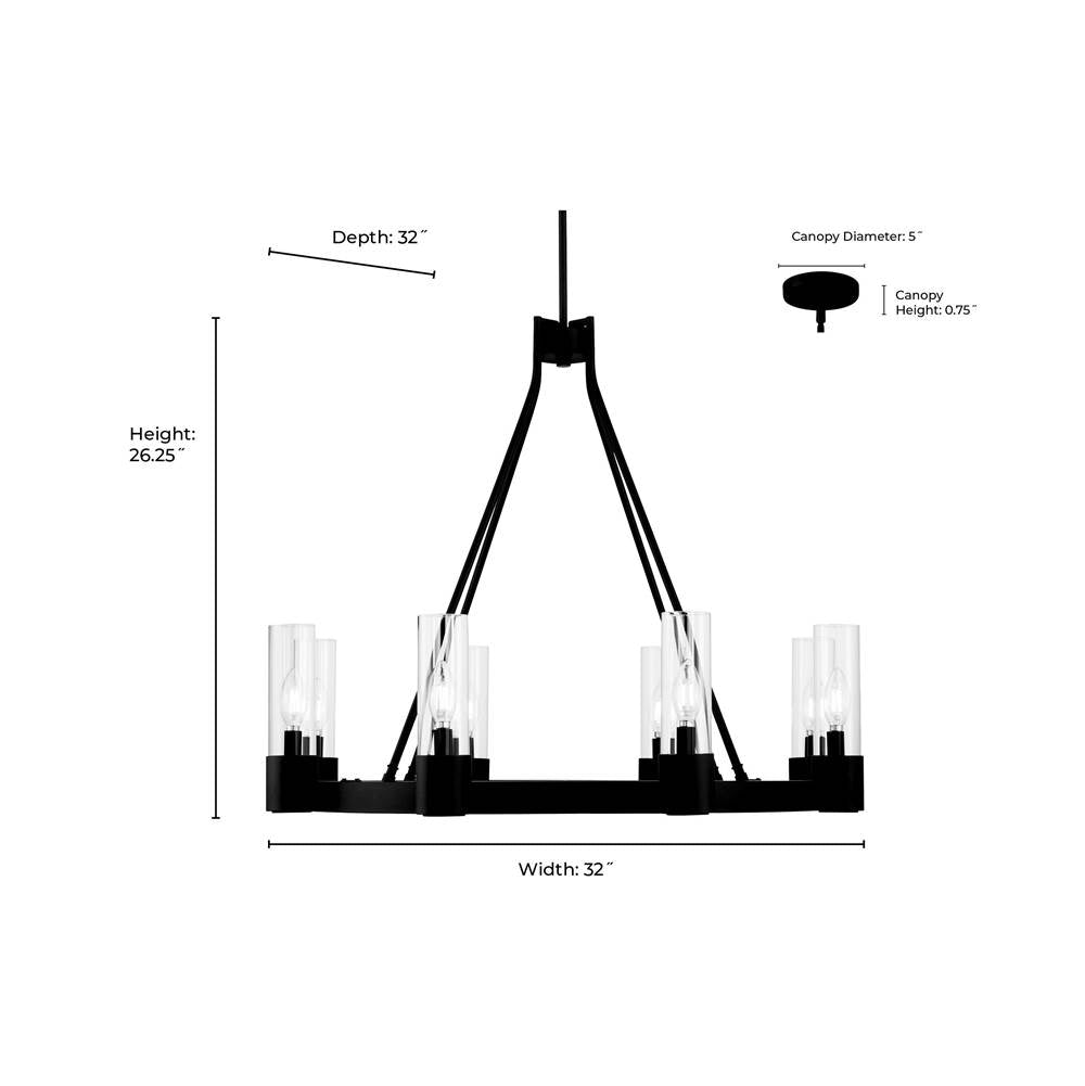 Millennium Lighting 9908-MB Matte Black Evandrel 32'' Wide 8-light Chandelier Image 2