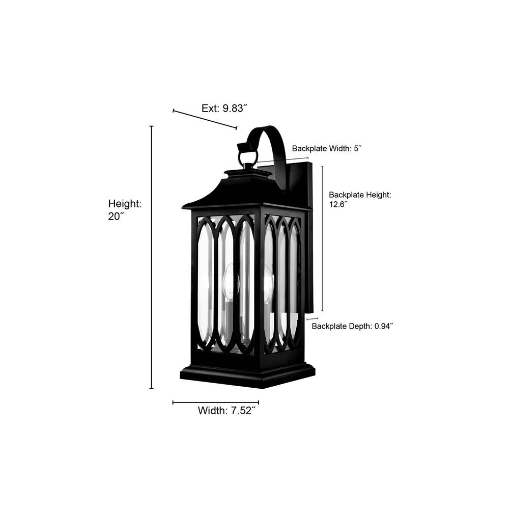Millennium Lighting 88102-PBK Powder Coated Black Outdoor Wall Sconce Image 2