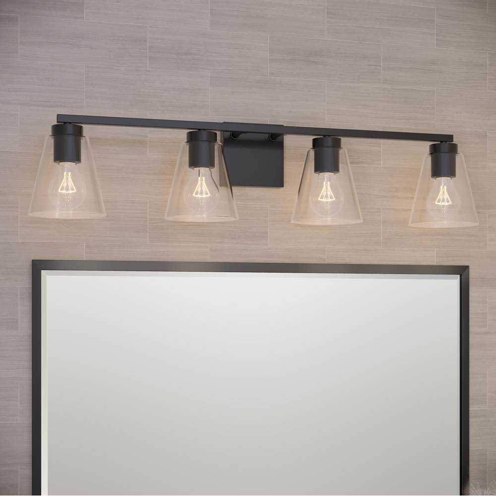 Millennium Lighting 64004-MB Matte Black Strayhan 31'' 4-light Vanity - Matte Black Image 4