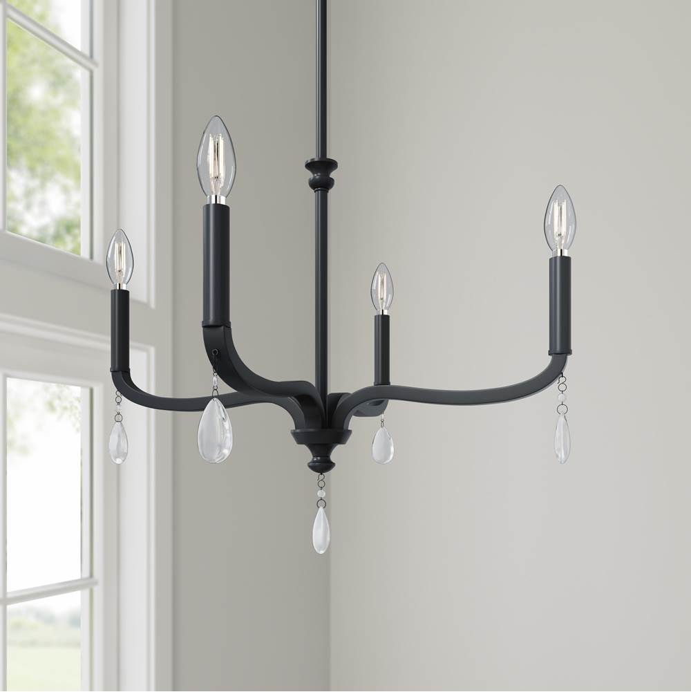Millennium Lighting 220104-MB Matte Black Viremont 22'' Wide 4-light Chandelier Image 4