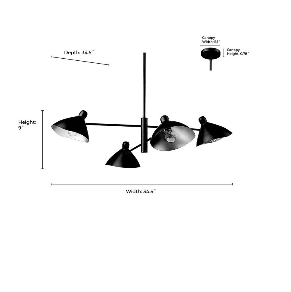 Millennium Lighting 12804-MB Matte Black Chandelier Ceiling Light Image 3