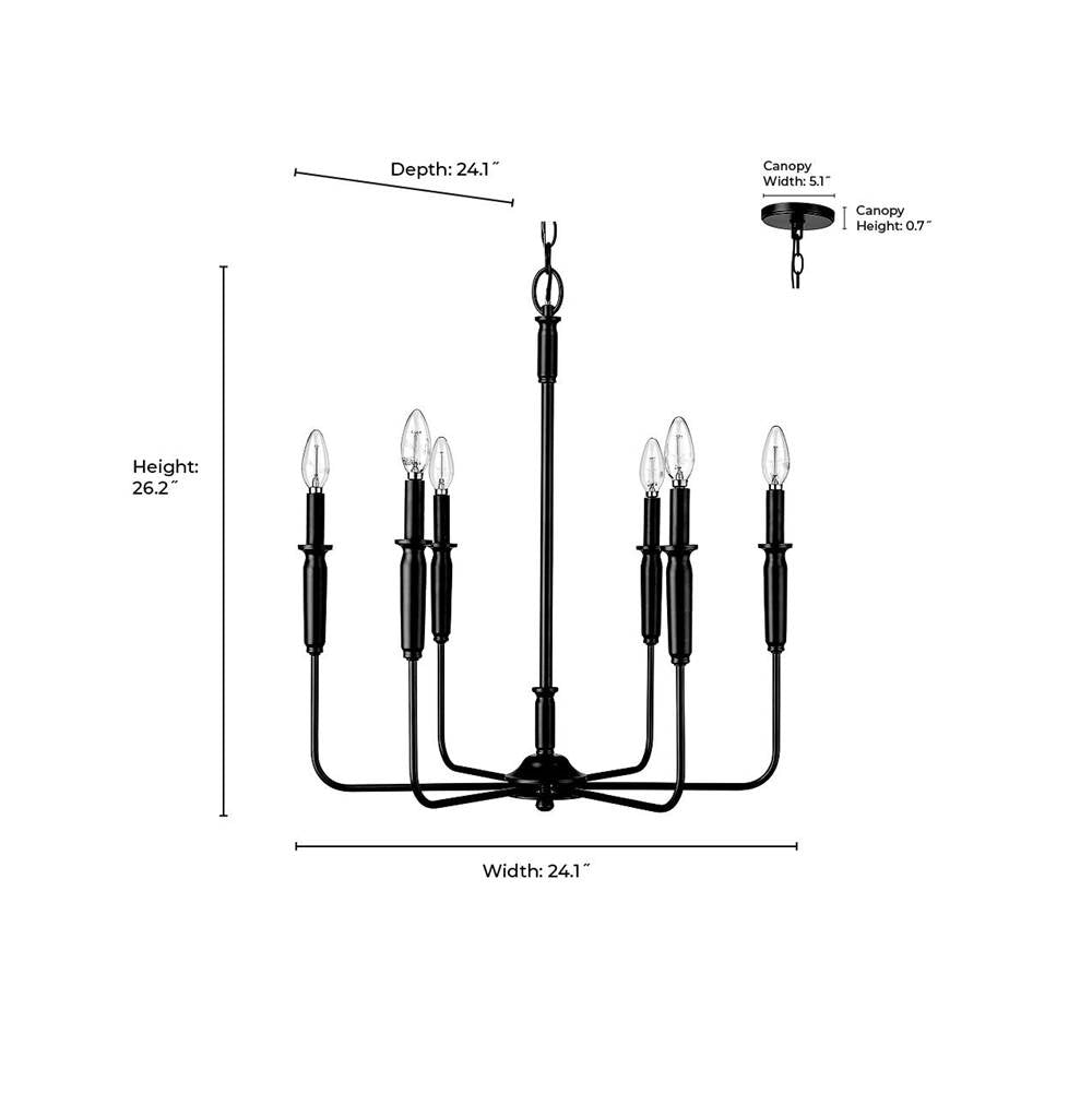 Millennium Lighting 29306-MB Matte Black Chandelier Ceiling Light Image 2