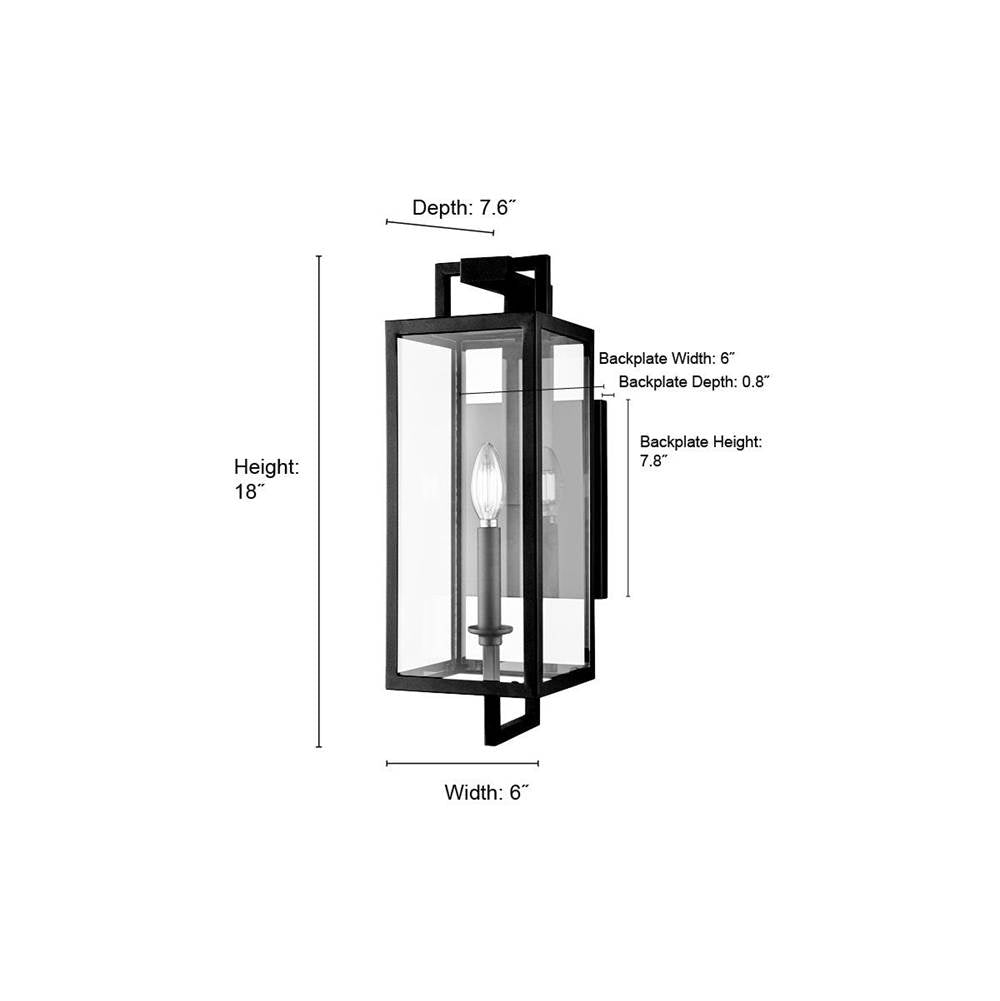 Millennium Lighting 280001-TBK Textured Black Outdoor Wall Sconce Image 2