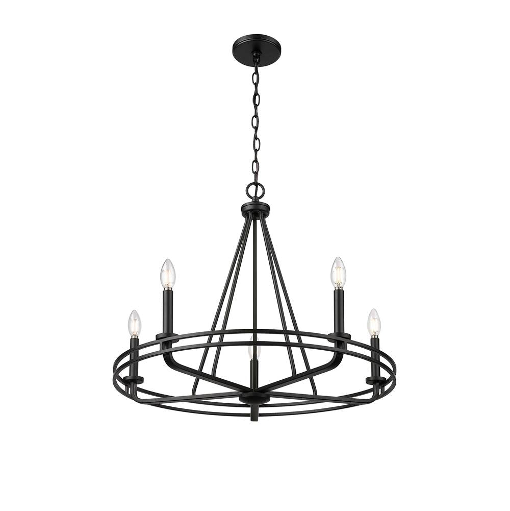 Millennium Lighting 21605-MB Matte Black Jody 26.5'' Wide 5-light Chandelier - Matte Black Image 1