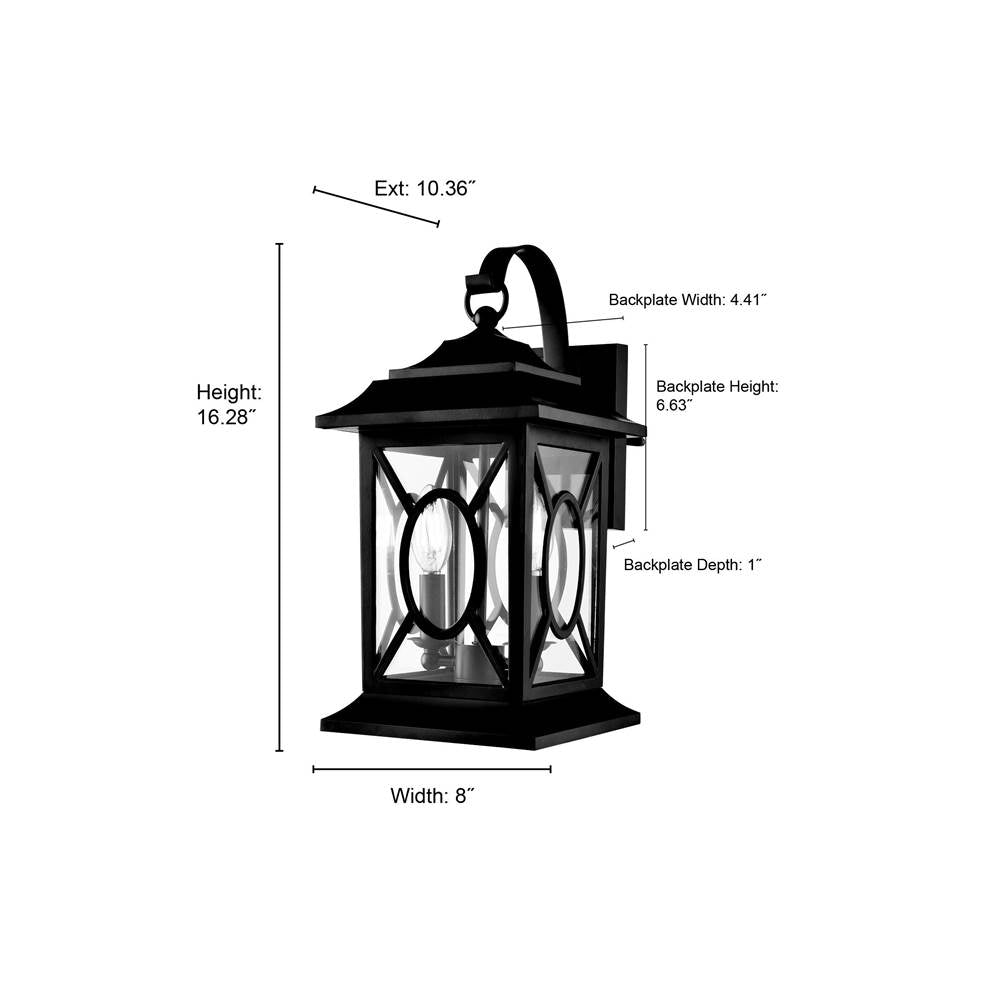Millennium Lighting 85102-PBK Powder Coated Black Outdoor Wall Sconce Image 2