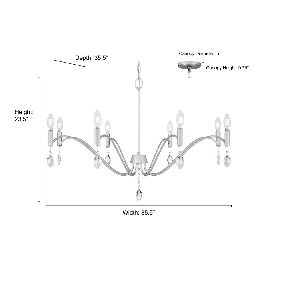 Millennium Lighting 205108-AGSI  Aureline 35.5'' Wide 8-light Chandelier Image 2