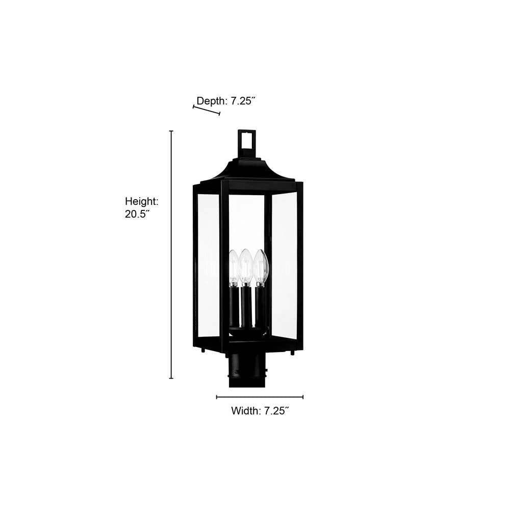 Millennium Lighting 402303-PBK Powder Coated Black Halston 20.5'' High 3-light Outdoor Post Lantern Image 2