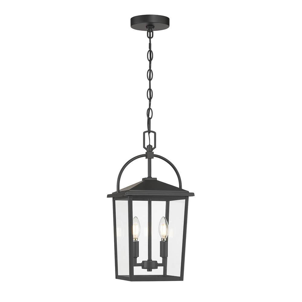 Millennium Lighting 66402-PBK Powder Coated Black Strathden 9'' Wide 2-light Outdoor Hanging Lantern Image 1