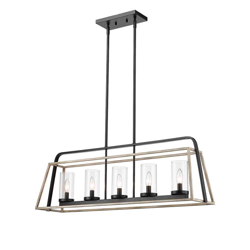 Millennium Lighting 3015-MB/GW Matte Black,Grey Wood Chandelier Ceiling Light Image 2