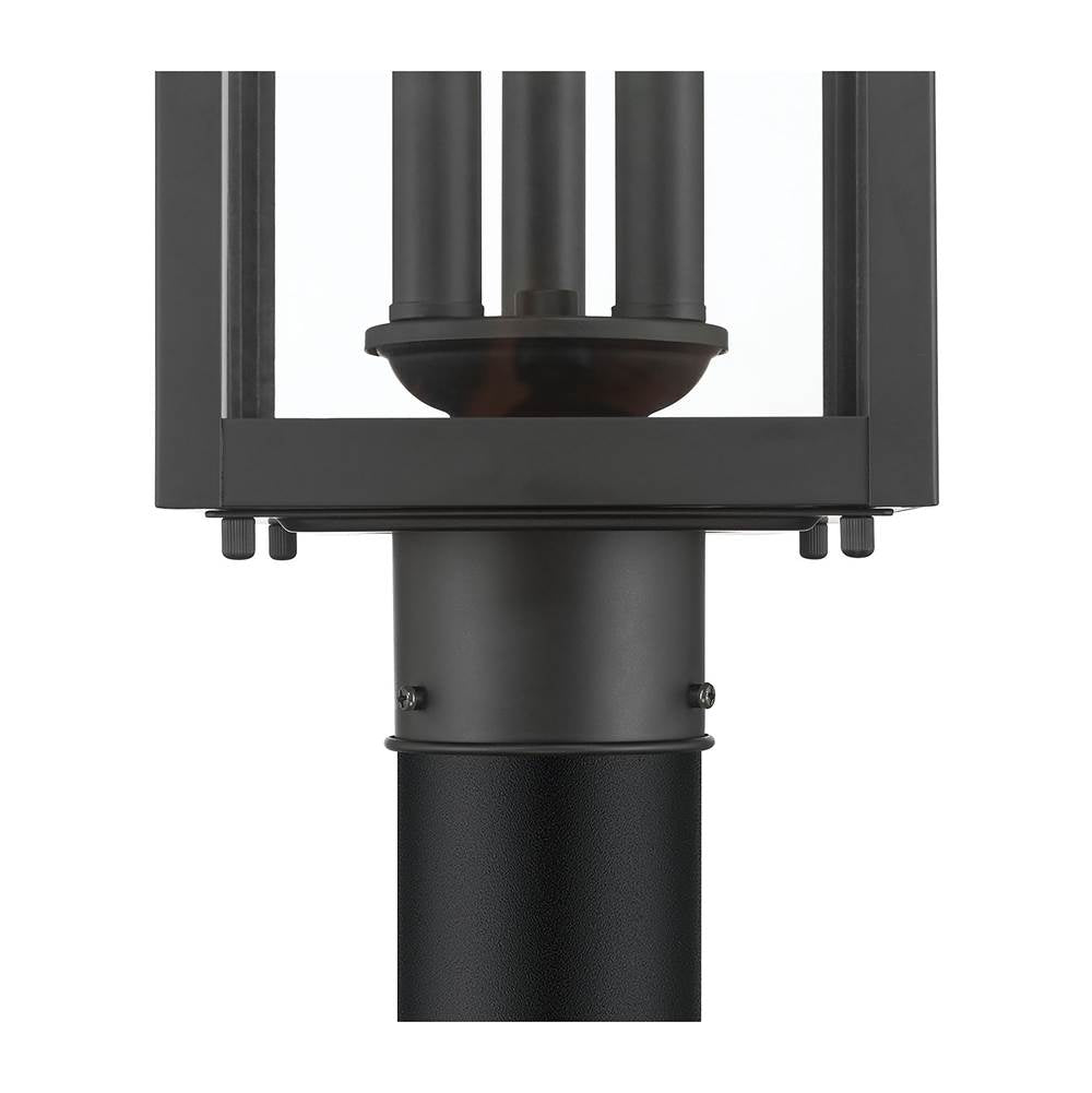 Millennium Lighting 402303-PBK Powder Coated Black Halston 20.5'' High 3-light Outdoor Post Lantern Image 3