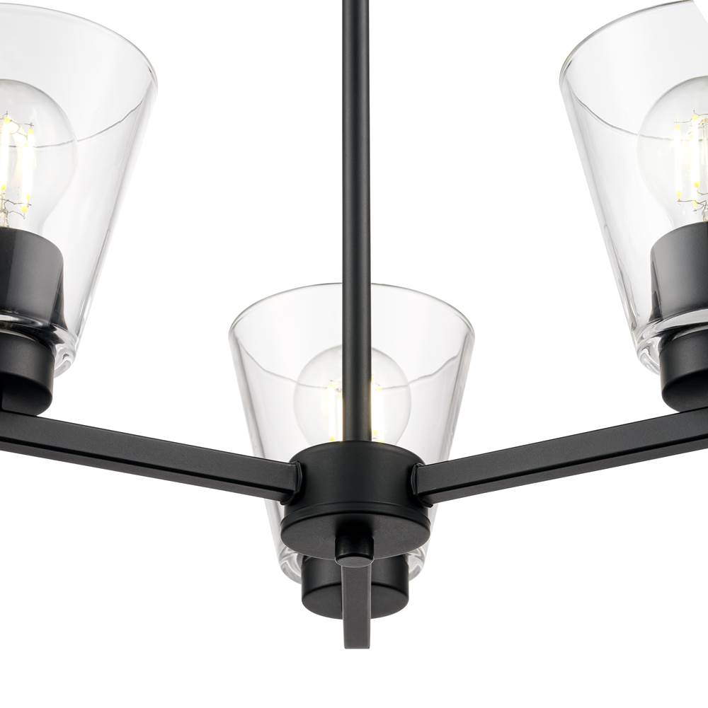Millennium Lighting 64103-MB Matte Black Strayhan 18'' 3-light Chandelier - Matte Black Image 6