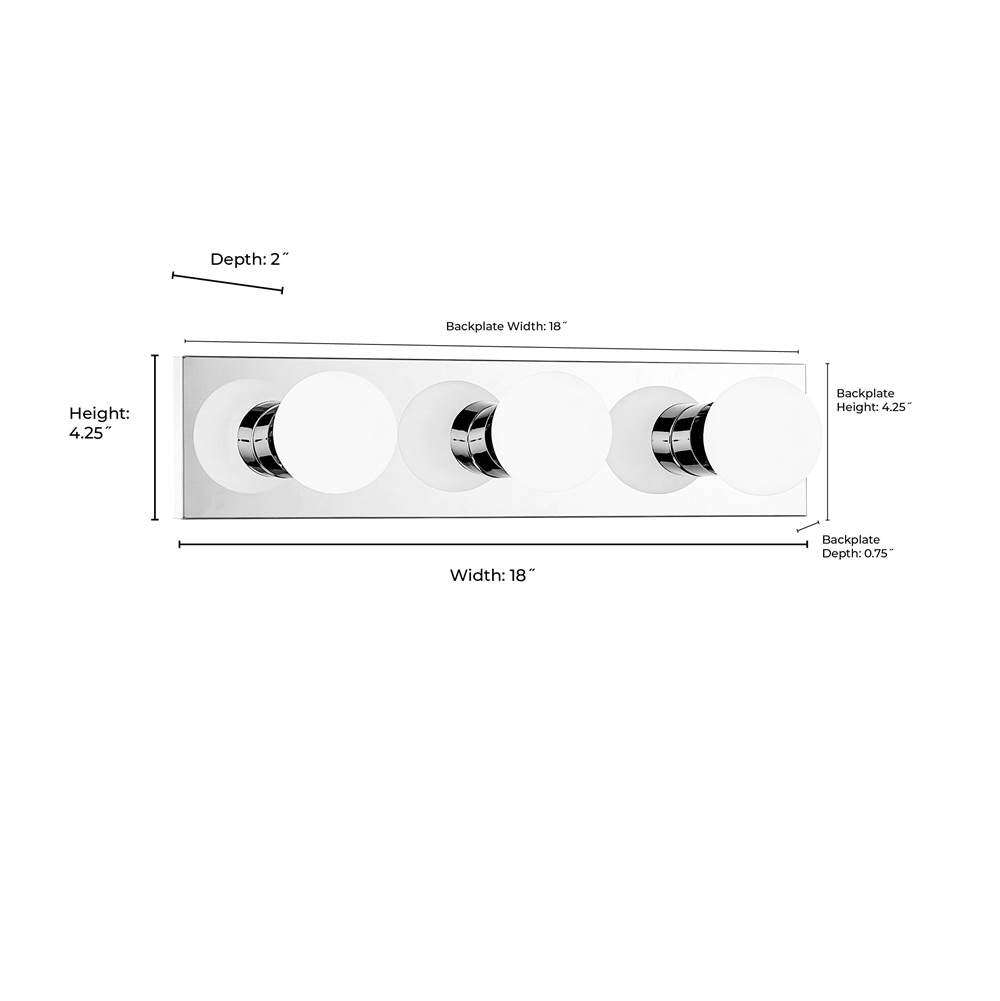Millennium Lighting 96103-CH Chrome Bellisse 18'' Wide 3-light Bath Bar Image 2