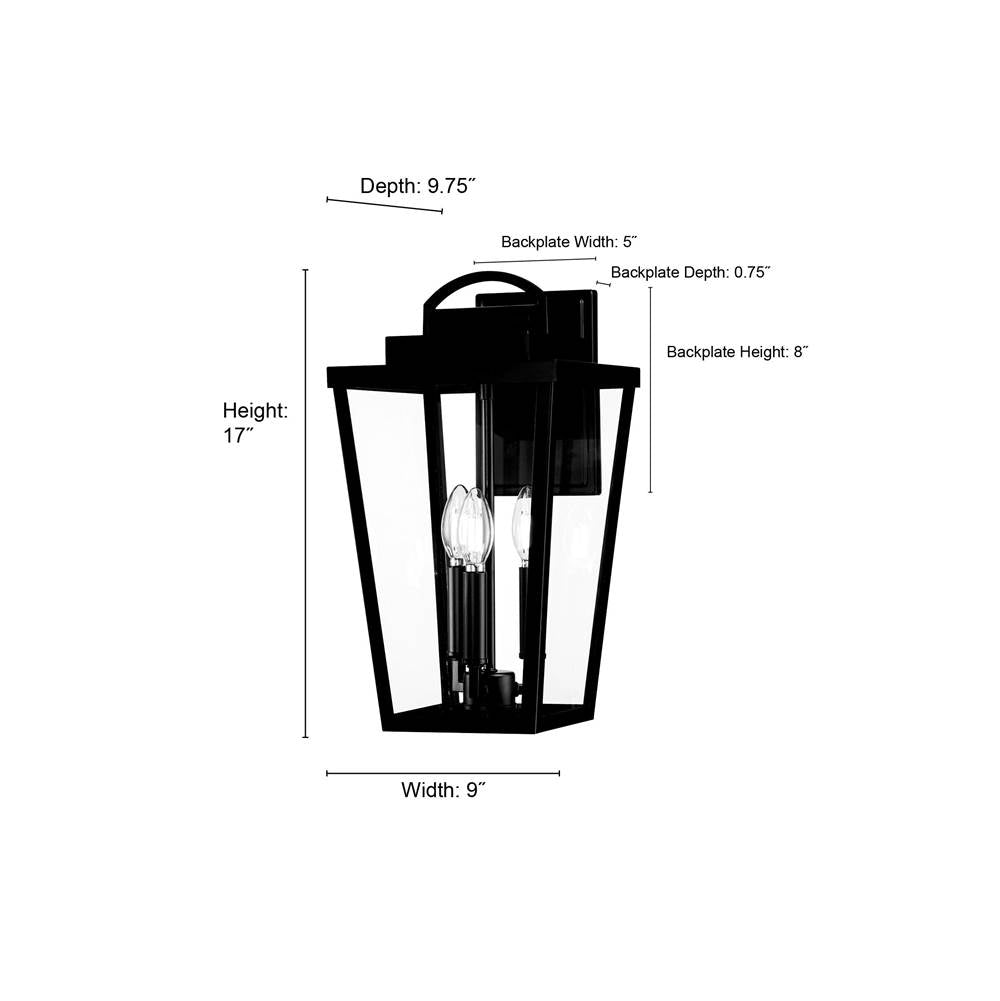 Millennium Lighting 68003-PBK Powder Coated Black Brenwick 17'' High 3-light Outdoor Lantern Image 2